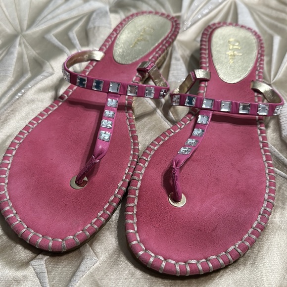 Cole Haan Leather Pink with Rhinestone Espadrille Sandals   Size 10 - Picture 3 of 3